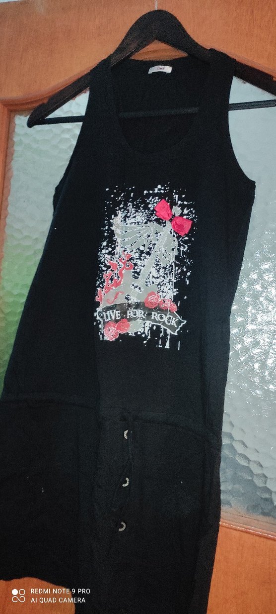 Kız Çocuk Siyah Rock Punk Baskılı elbise - Görsel 2