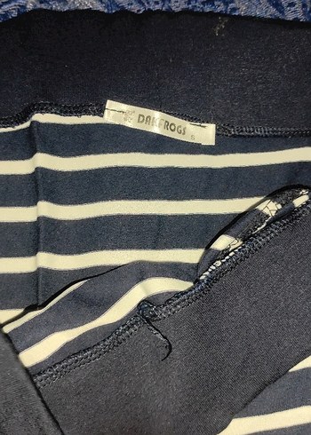 Lacivert Çizgili lastikli bel kismi Eteği - Görsel 2