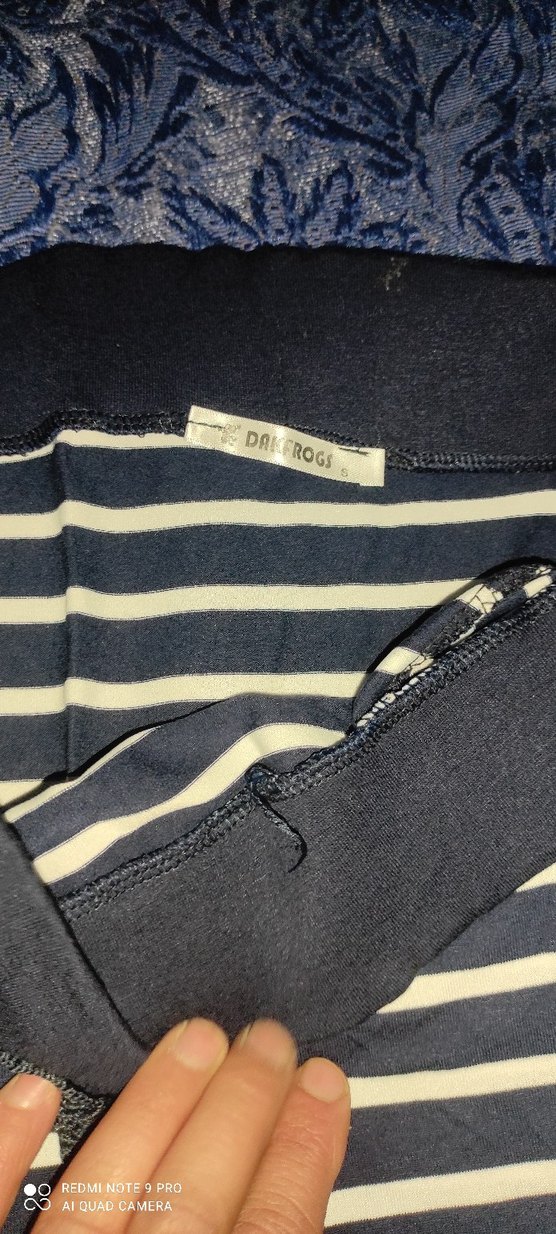 Lacivert Çizgili lastikli bel kismi Eteği - Görsel 2