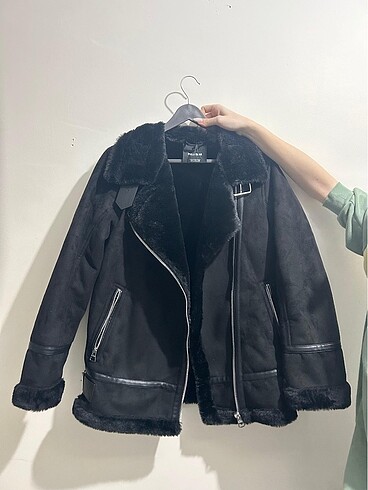 s Beden pull and bear suni yünlü çift yüzlü ceket