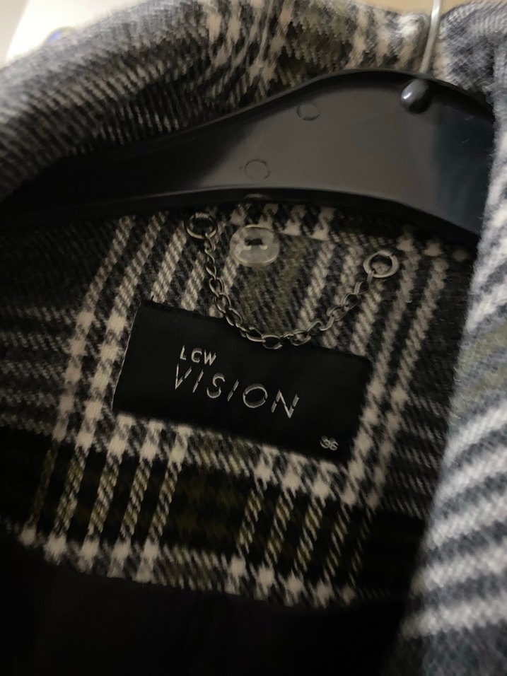 Düğmeli Gri Ekose Midi Kadın Kaban - Görsel 3