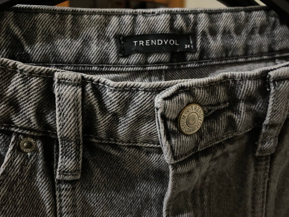 Gri Bağcıklı Salaş Midi Kot Pantolon - Görsel 2