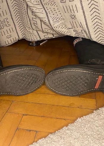 Siyah Deri Biker Kadın Diz Boyu Çizme - Görsel 4