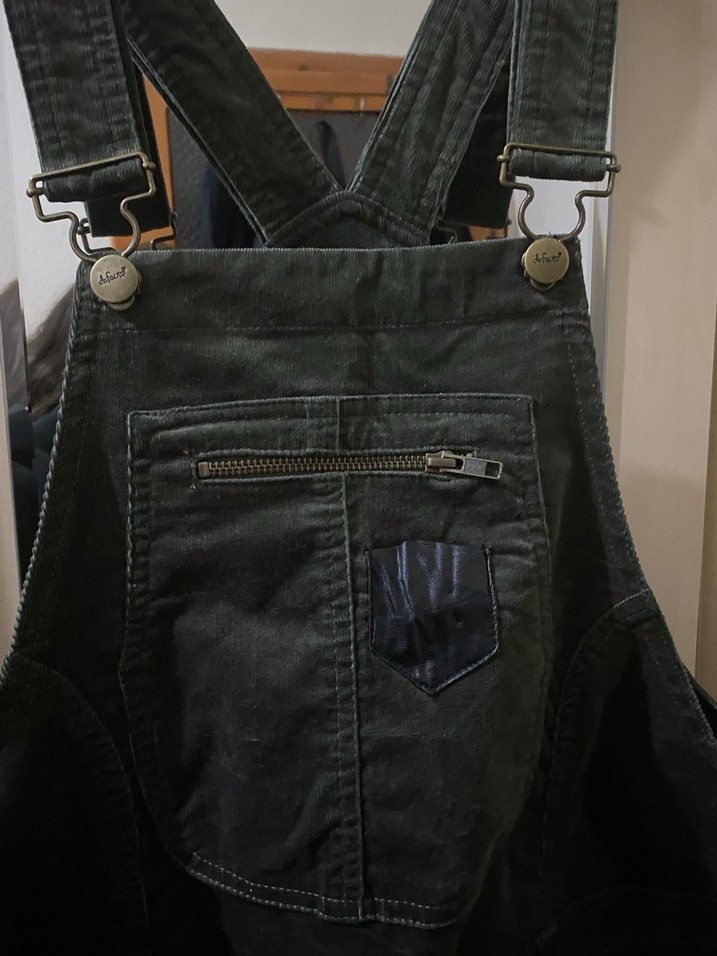 Kemerli Siyah Denim Midi Salopet - Görsel 5