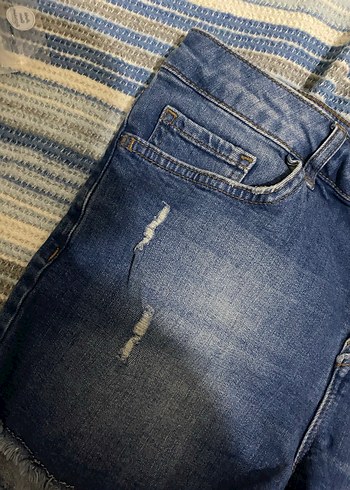 Düğmeli Kadın Mini Denim Şort - Görsel 4