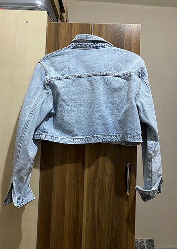 Kadın Gri Kısa Kesim Denim Ceket - Görsel 2