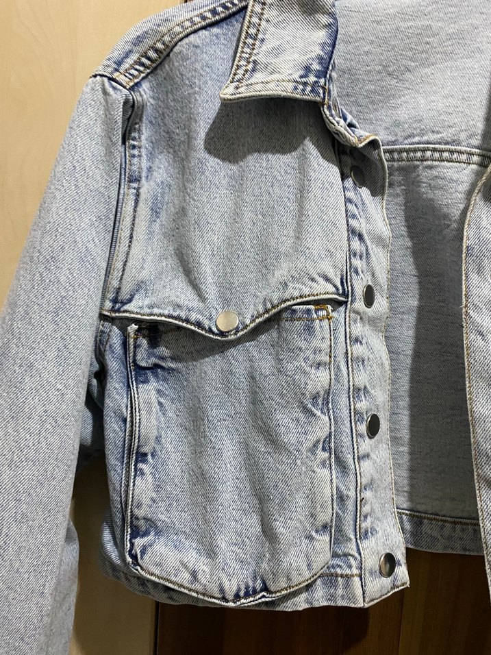 Kadın Gri Kısa Kesim Denim Ceket - Görsel 3