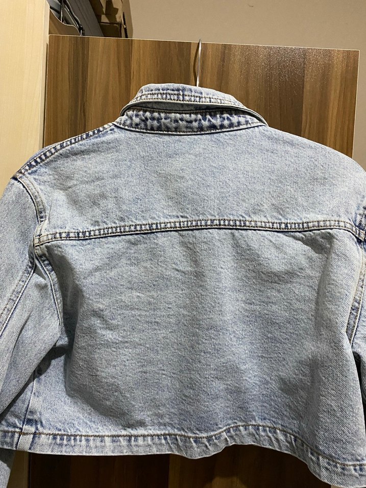 Kadın Gri Kısa Kesim Denim Ceket - Görsel 4