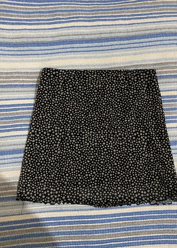 Siyah Puantiyeli Fırfırlı Mini Etek - Görsel 2