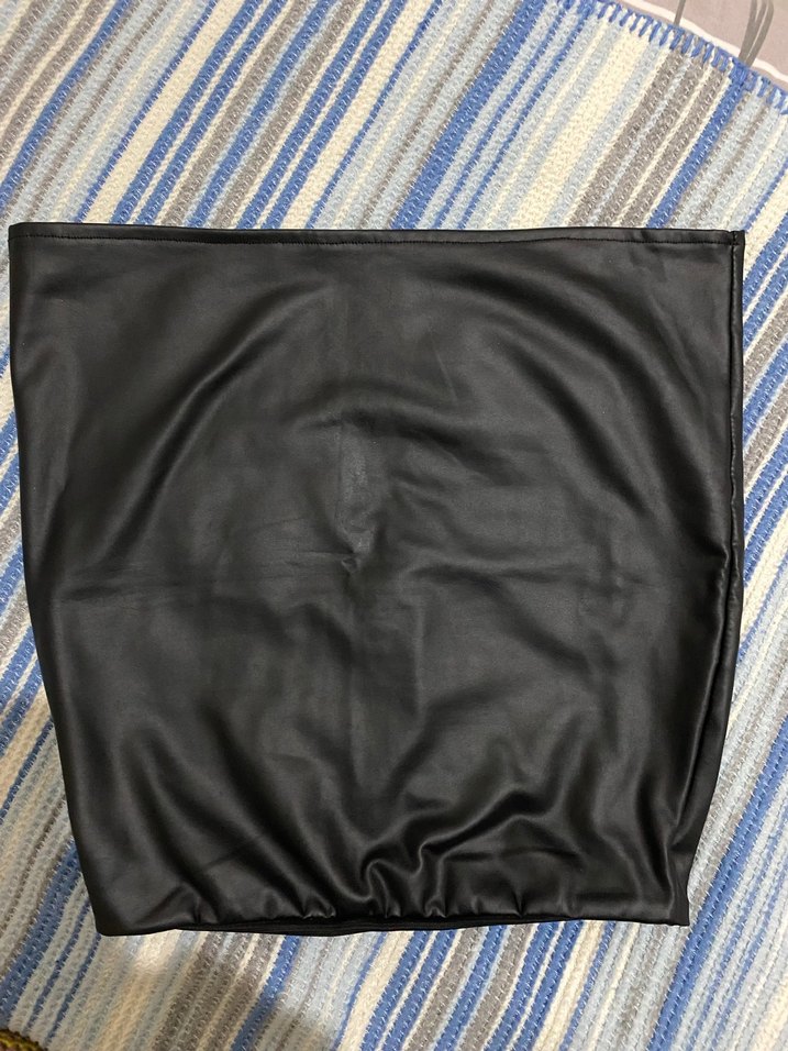 Deri Siyah Lastikli Kadın Mini Etek - Görsel 2