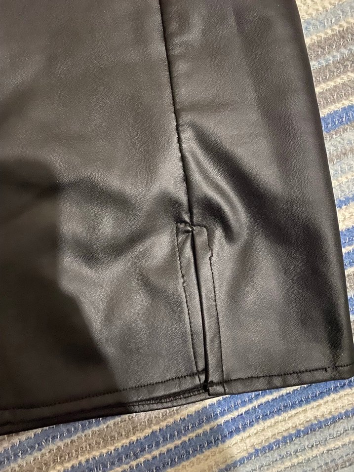 Deri Siyah Lastikli Kadın Mini Etek - Görsel 3