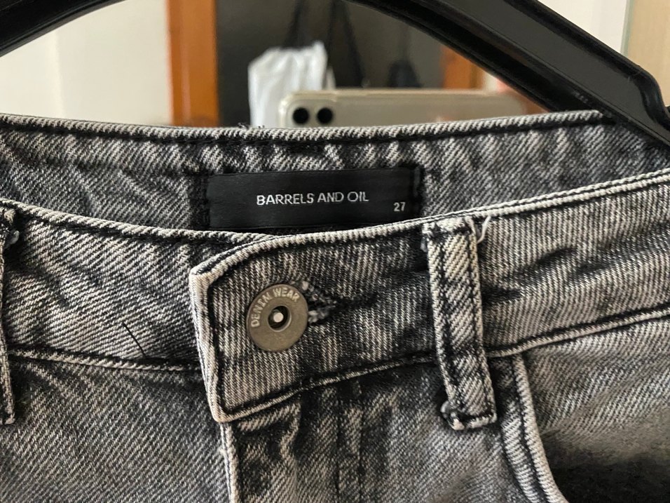 Gri Düğmeli Salaş Midi Kadın Kot Pantolon - Görsel 2