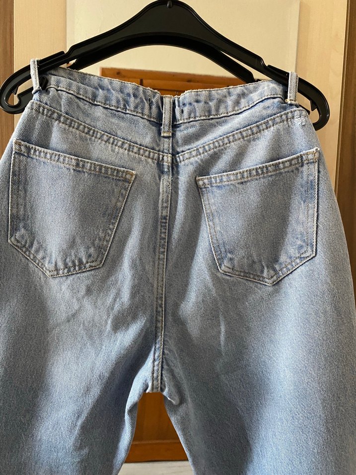 Bol Kesim Midi Kadın Kot Pantolon - Görsel 4