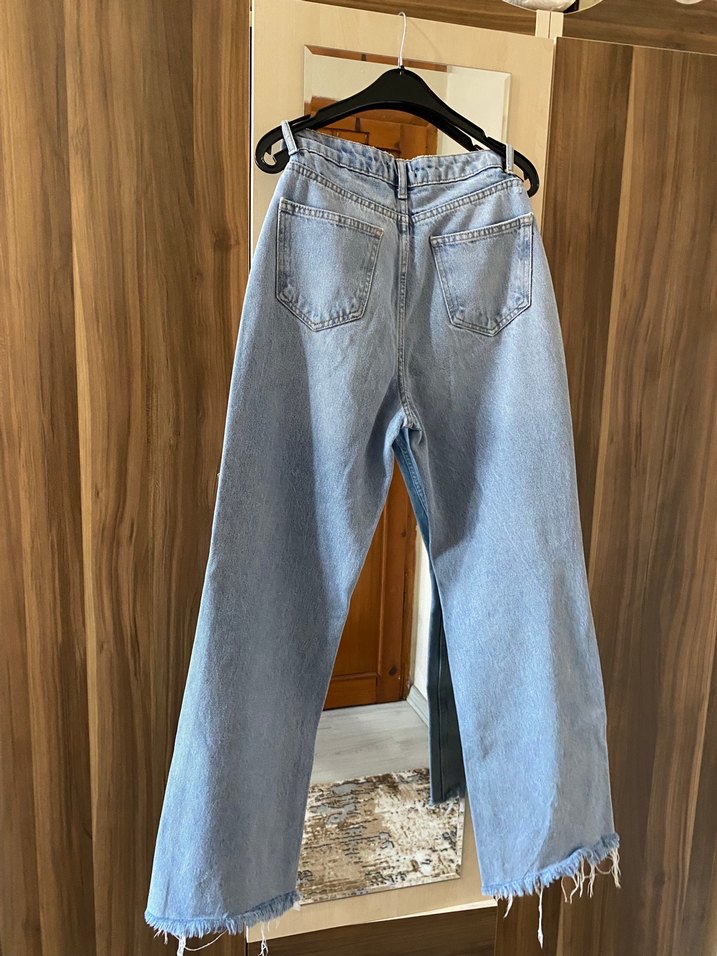 Bol Kesim Midi Kadın Kot Pantolon - Görsel 5