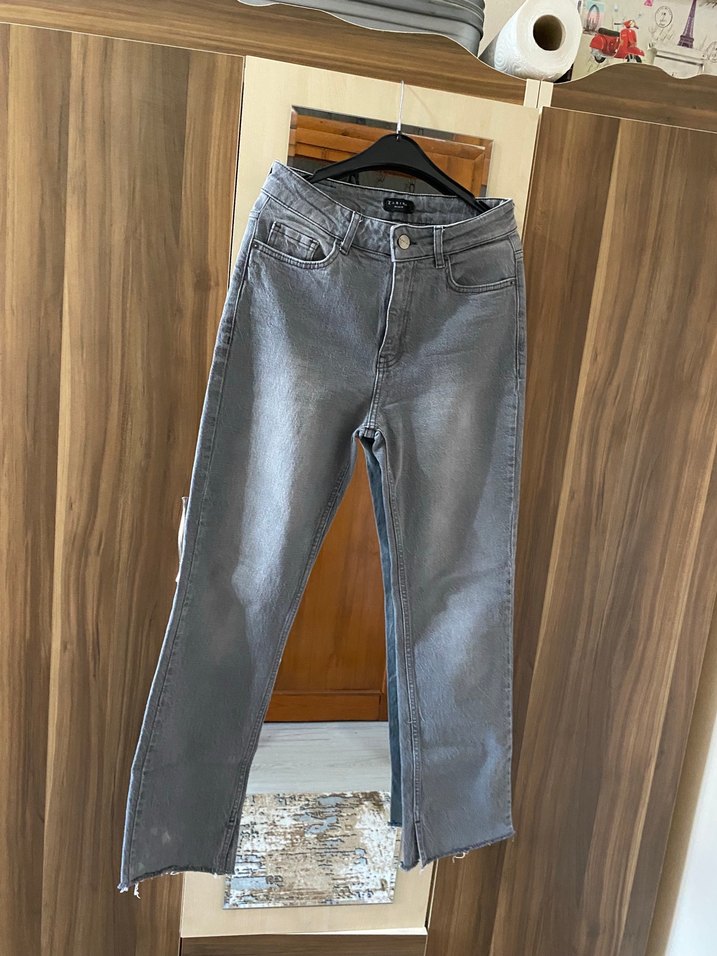 Gri Midi Boy Rahat Kesim Kadın Kot Pantolon - Görsel 2