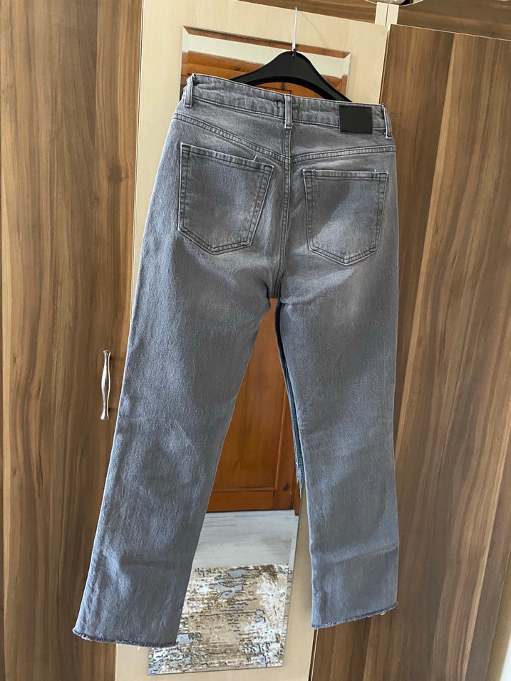 Gri Midi Boy Rahat Kesim Kadın Kot Pantolon - Görsel 4