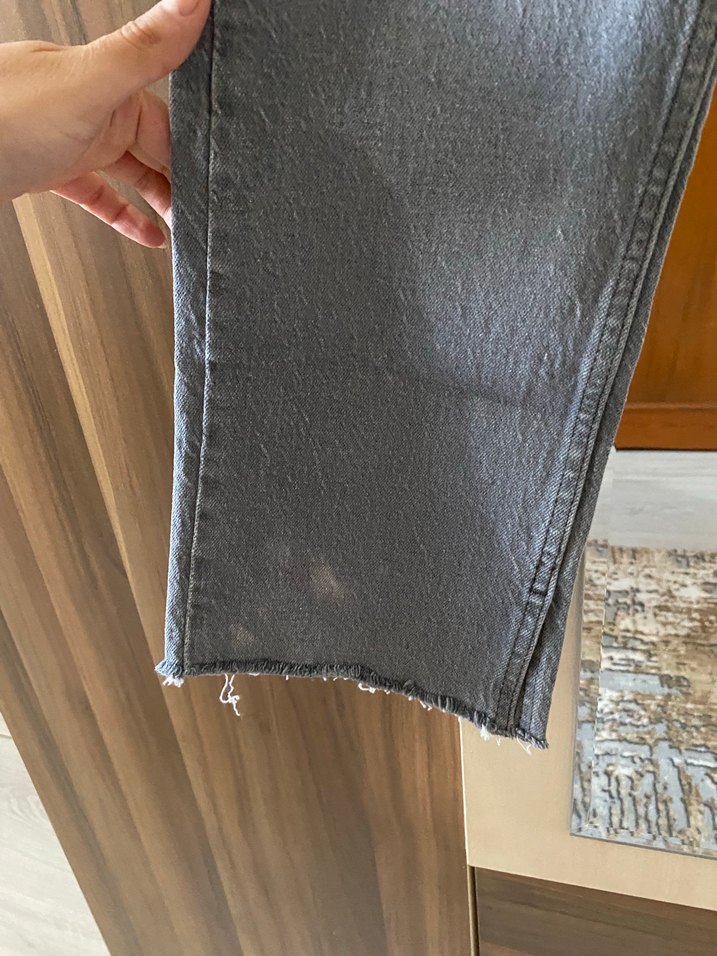 Gri Midi Boy Rahat Kesim Kadın Kot Pantolon - Görsel 5