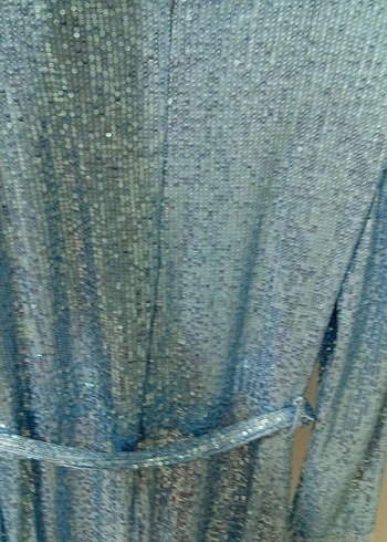 Parlak Mavi Uzun Kollu Kadın Abiye Elbise - Görsel 2