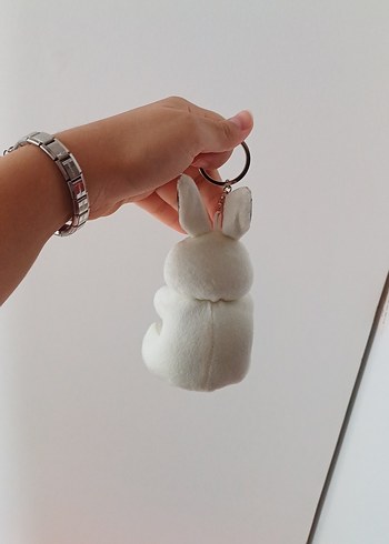  Beden Beyaz Tavşan Peluş anahtarlık