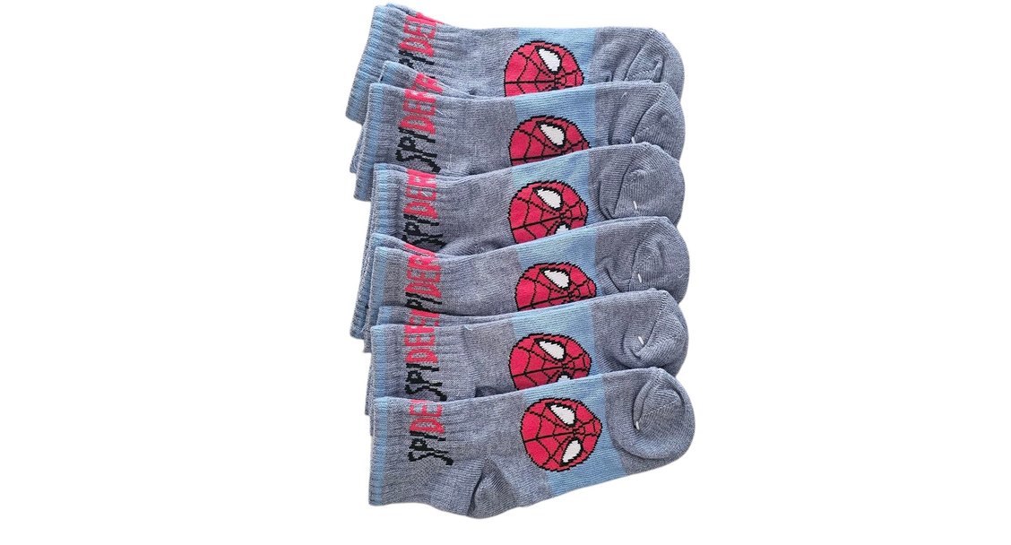 5/6 yaş Erkek Çocuk 6 lı mavi Örümcek Adam Desenli Çorap - Görsel 2