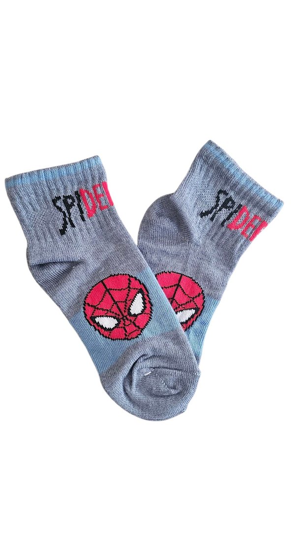 5/6 yaş Erkek Çocuk 6 lı mavi Örümcek Adam Desenli Çorap - Görsel 3