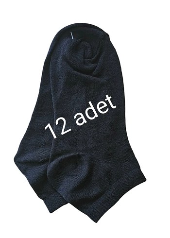 Siyah bayan patik Çorap 12'li Paket