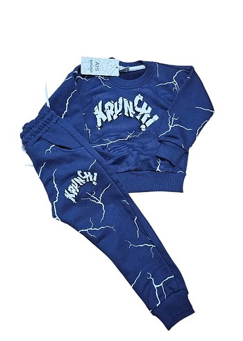 6 yaş Erkek Çocuk Bağcıklı Mavi Batik Eşofman Takımı