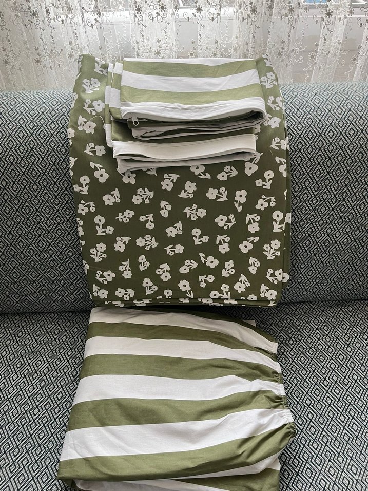 Desenli Haki Nevresim ve Çarşaf Takımı - Görsel 2