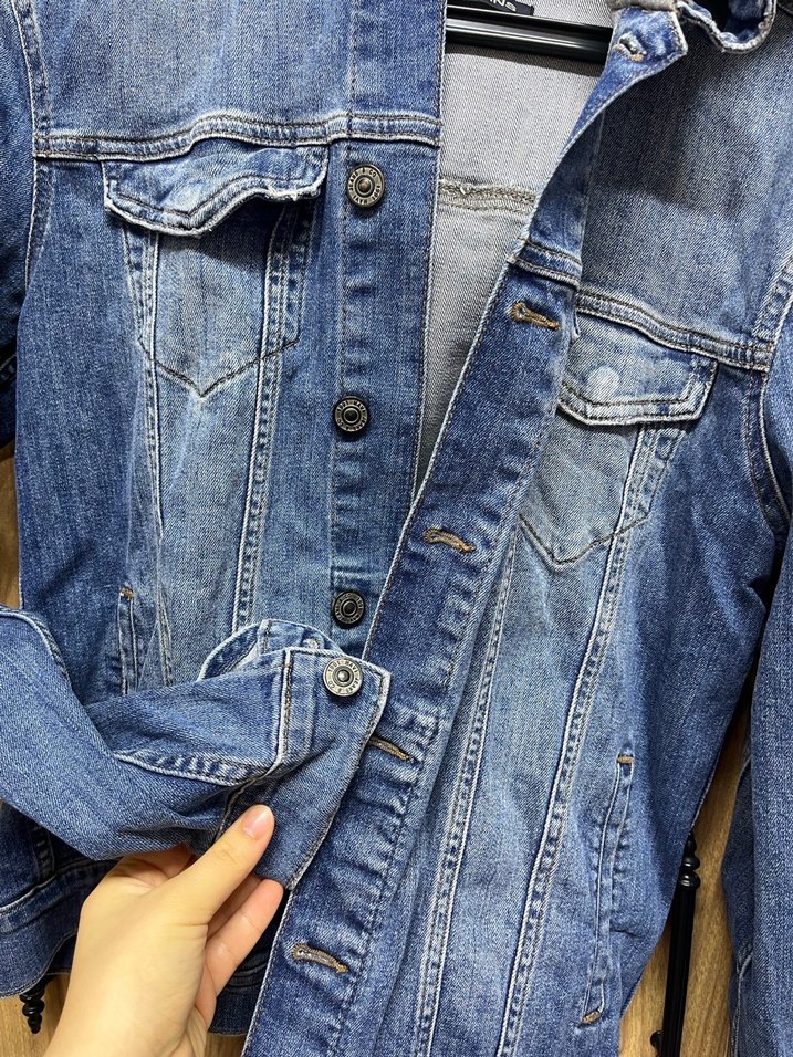 Düğmeli Mavi Kadın Denim Ceket - Görsel 2