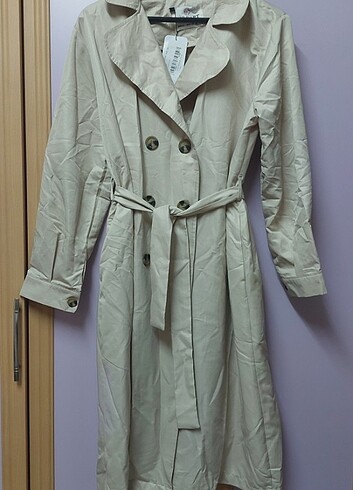 Diğer trençkot bigdart bej kruvaze yaka trenchcoat