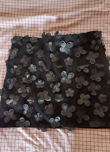 xl Beden siyah Renk Siyah 3 boyutlu çiçekli dokuma etek