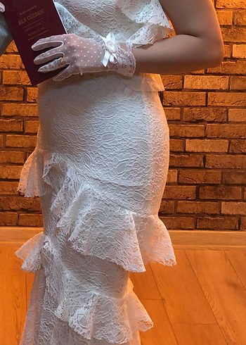 Beyaz Straplez Balık Gelinlik - Görsel 2