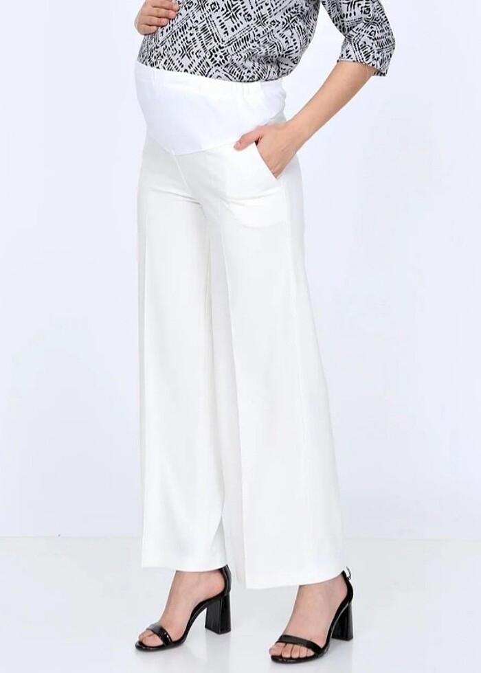 Basenden Bol Paça Kumaş Hamile Pantolon - Görsel 2