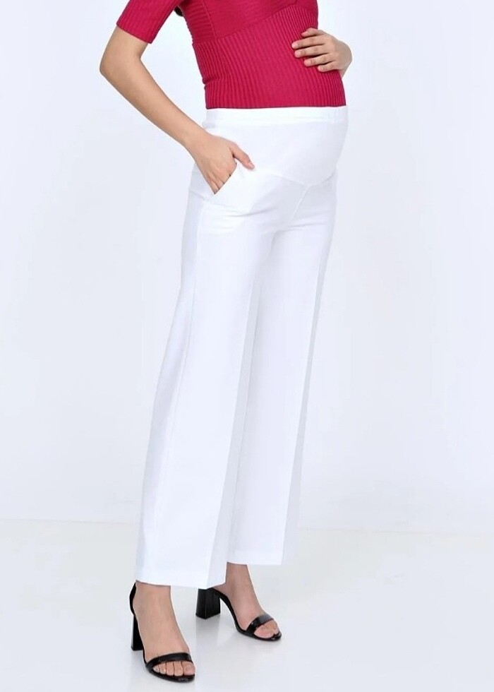 Basenden Bol Paça Kumaş Hamile Pantolon - Görsel 4