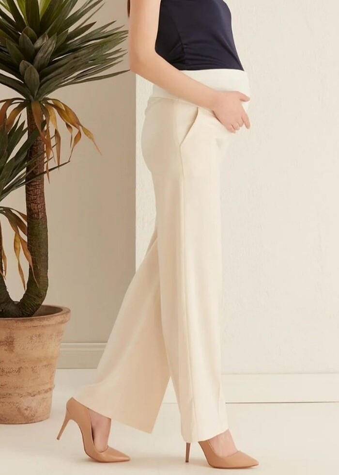 Basenden Bol Paça Kumaş Hamile Pantolon - Görsel 2