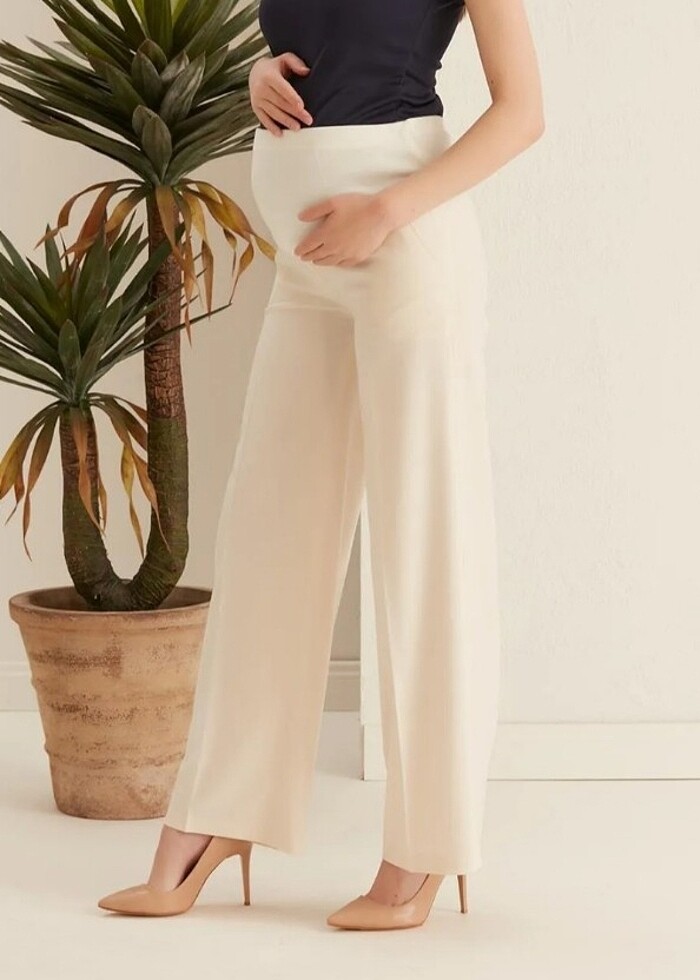 Basenden Bol Paça Kumaş Hamile Pantolon - Görsel 3