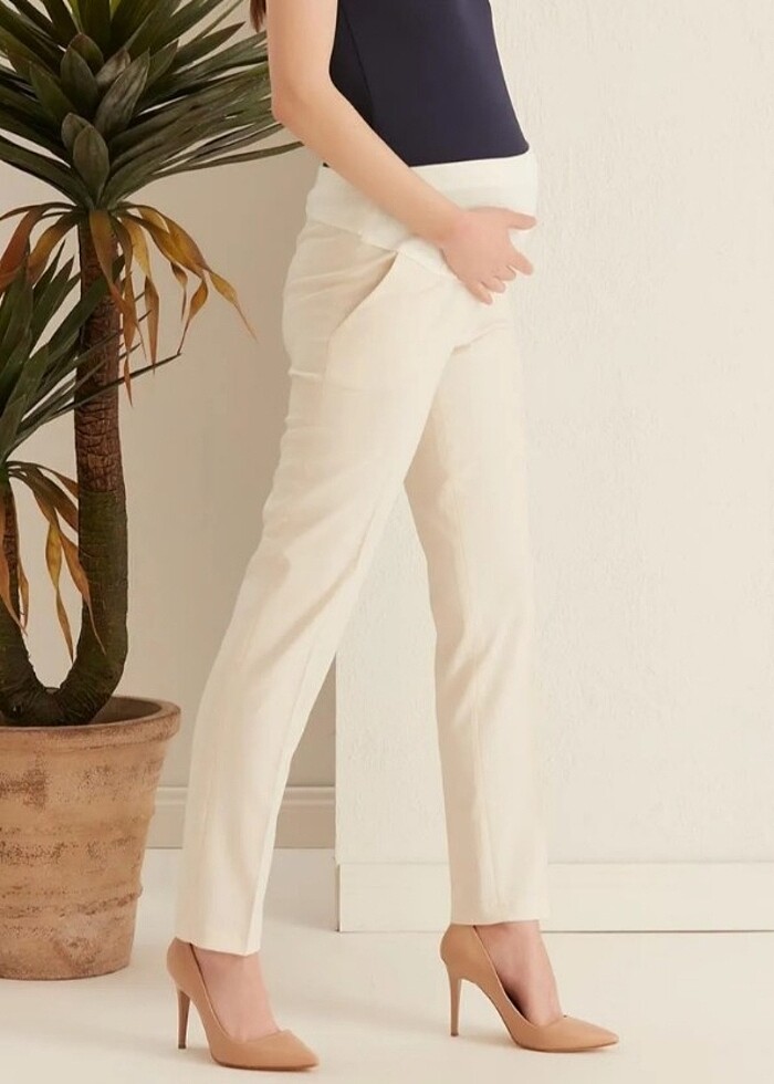 Boru Paça Klasik Kumaş Hamile Pantolon - Görsel 4