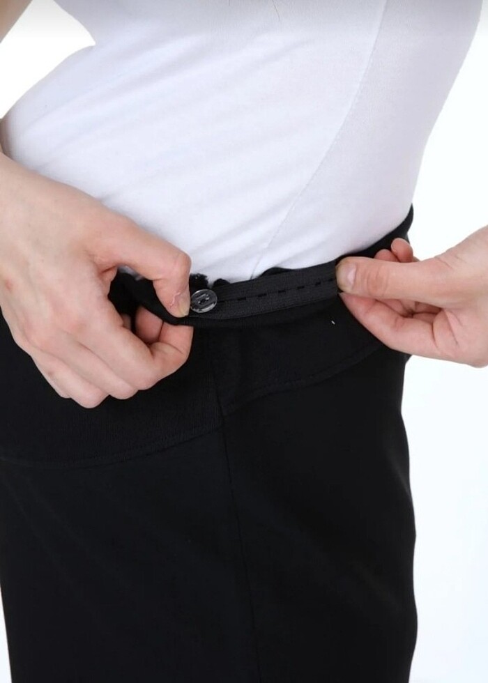 Kapalı Pile Klasik Kumaş Hamile Kalem Etek - Görsel 2