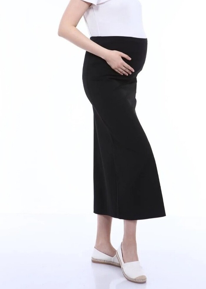 Çan Kesim Klasik Kumaş Hamile Etek - Görsel 3