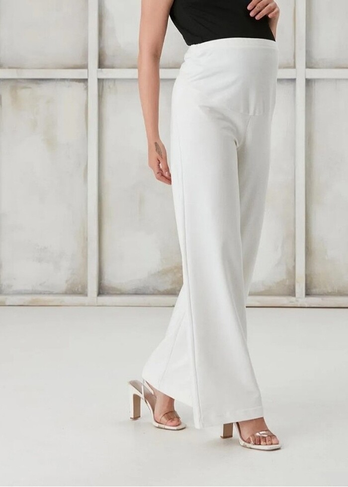 Basenden Bol Paça Hamile İki İplik Penye Pantolon - Görsel 2