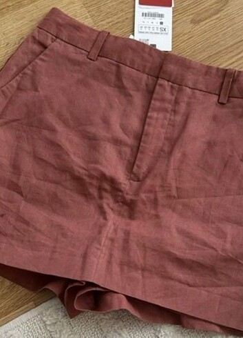 xs Beden bordo Renk Zara keten şort etek
