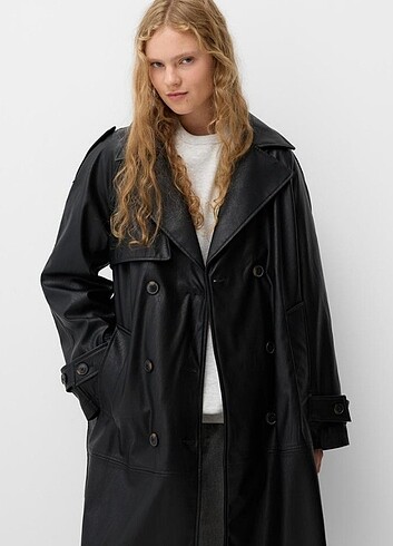 Bershka suni deri trençkot 