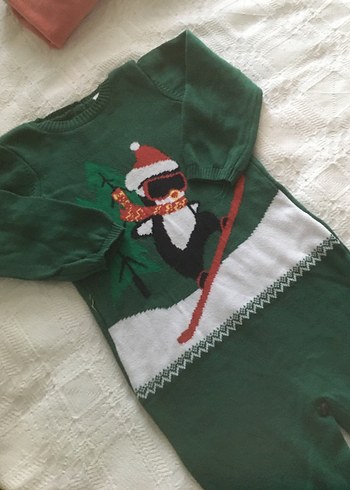 9 Ay Beden yeşil Renk Erkek Bebek Örgü Tulum, Uzun Kollu, Yeşil 6/9 ay