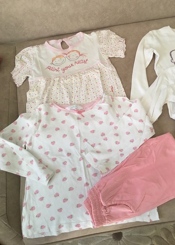 3 Yaş Beden Pembe Dantel Detaylı Bebek Kız Pijama üstleri penye 3/4 yaş