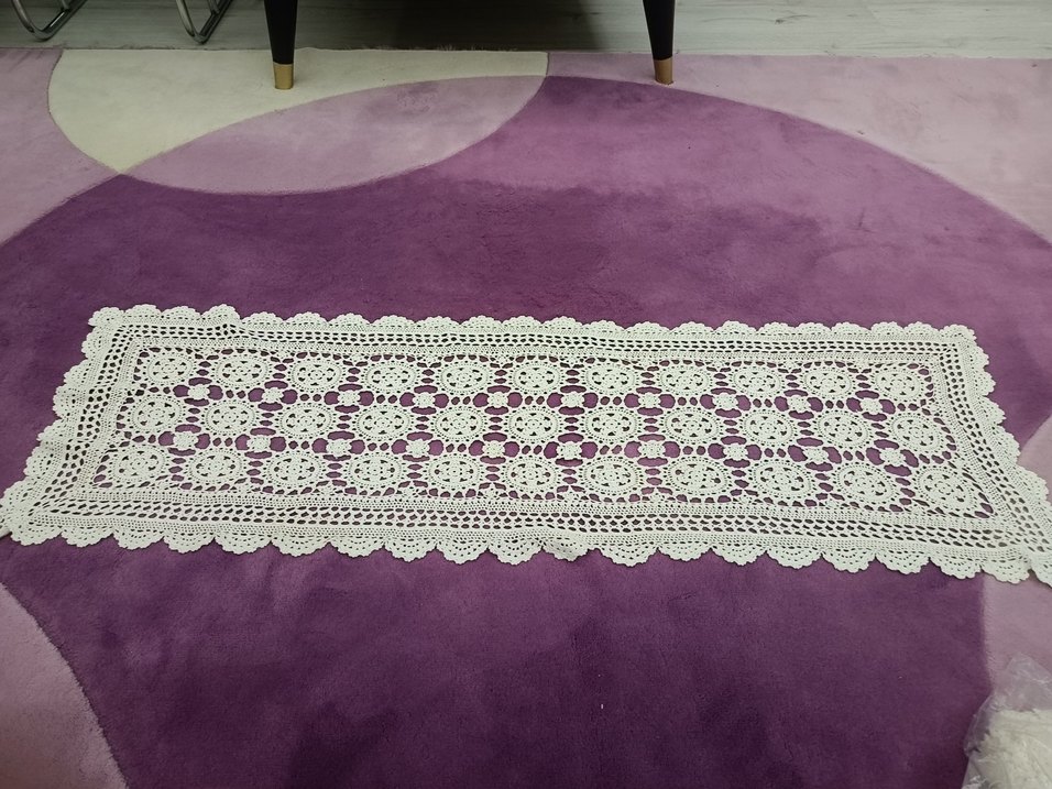 El İşlemesi Beyaz Dantel Şerit runner - Görsel 2