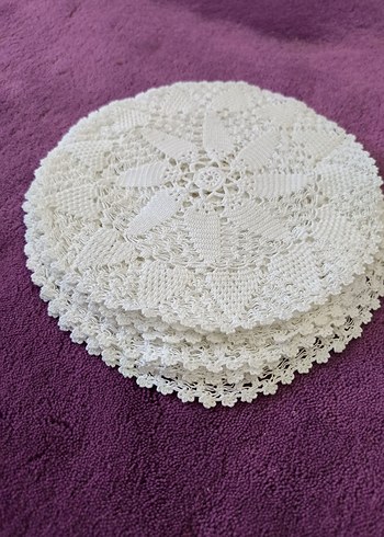 6 lı Yuvarlak El Örgüsü Dantel - Görsel 5