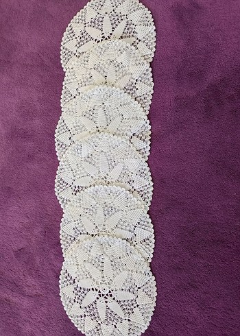 6 lı Yuvarlak El Örgüsü Dantel - Görsel 6