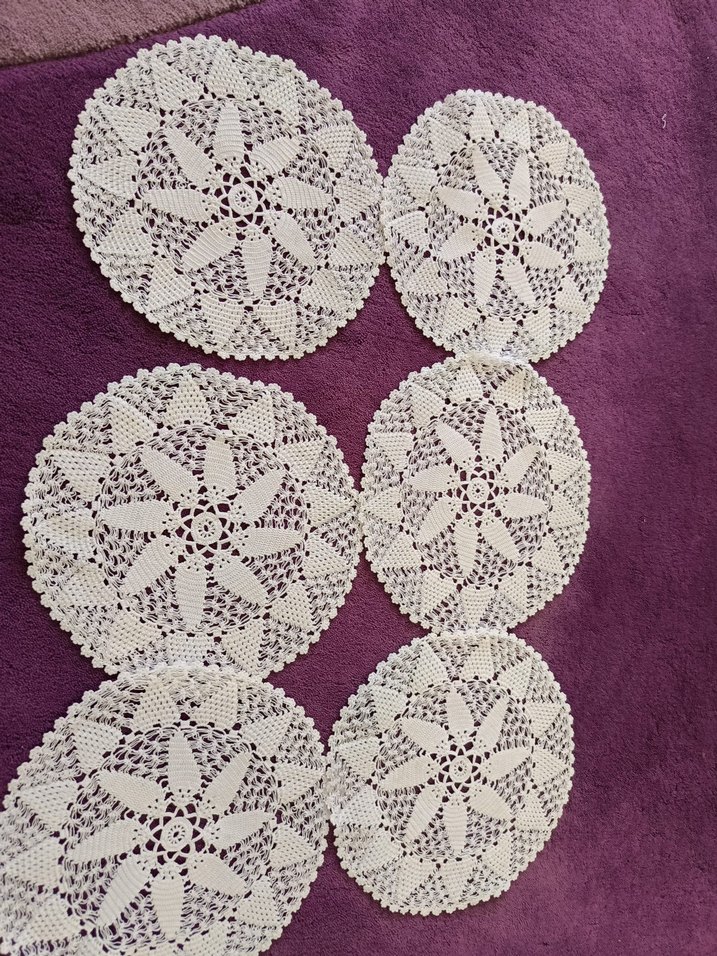6 lı Yuvarlak El Örgüsü Dantel - Görsel 3