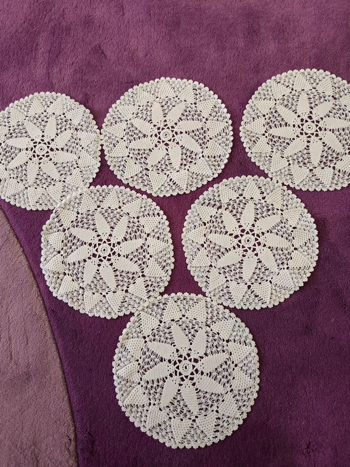 6 lı Yuvarlak El Örgüsü Dantel - Görsel 2