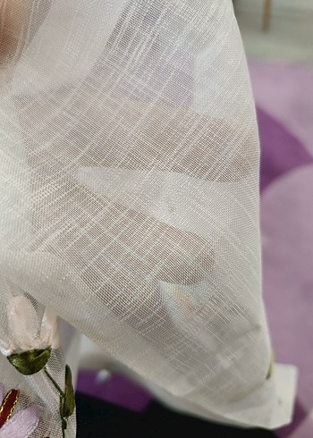 Nakışlı Vintage Beyaz Masa Örtüsü - Görsel 6